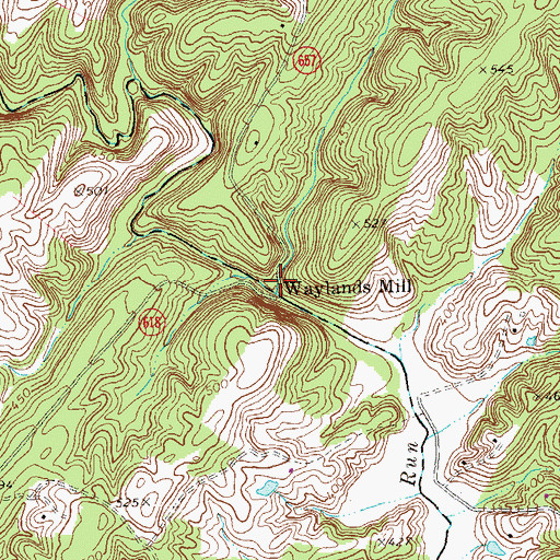 Topographic Map of Waylands Mill, VA