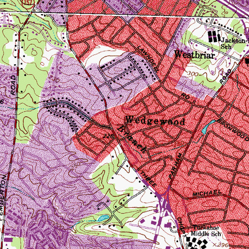 Topographic Map of Wedgewood, VA