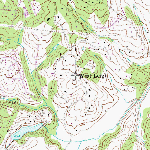 Topographic Map of West Leigh, VA