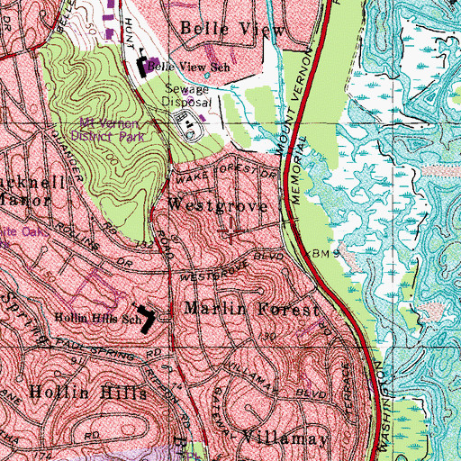 Topographic Map of Westgrove, VA