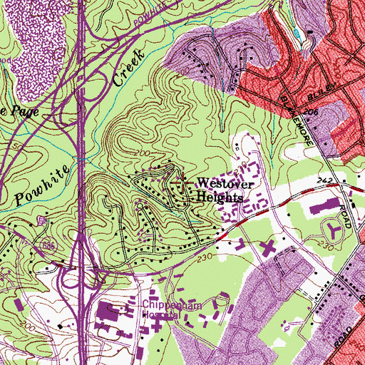 Topographic Map of Westover Heights, VA