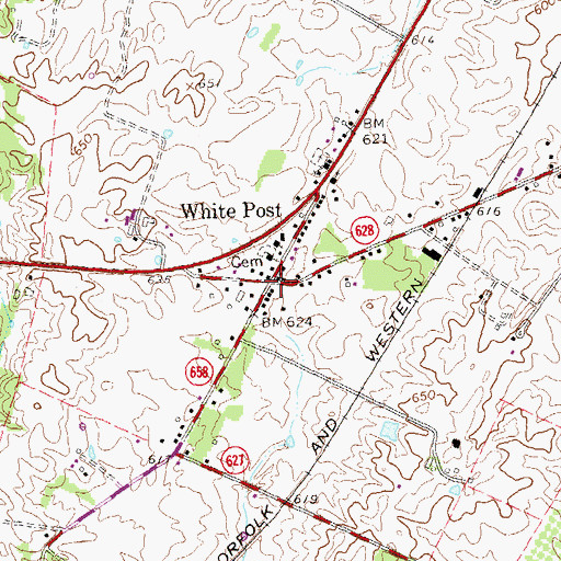 Topographic Map of White Post, VA