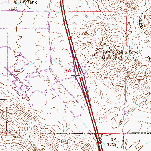 Topographic Map of Pioneer Interchange, AZ