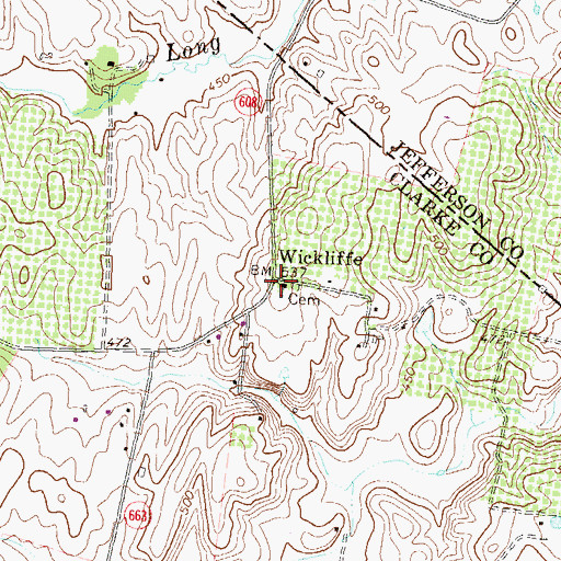 Topographic Map of Wickliffe, VA