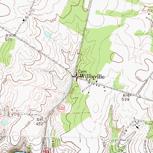 Topographic Map of Willisville, VA