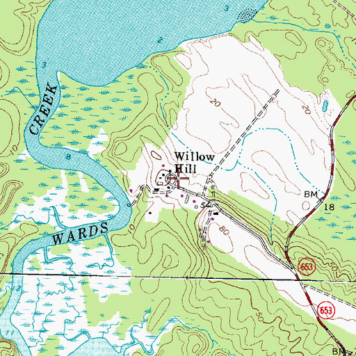 Topographic Map of Willow Hill, VA