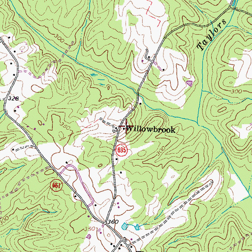 Topographic Map of Willowbrook, VA