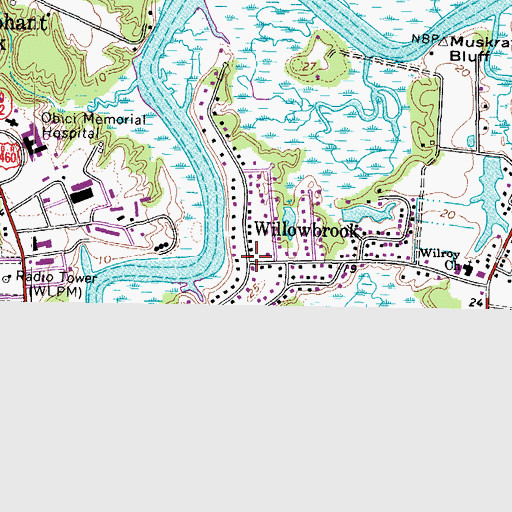 Topographic Map of Willowbrook, VA