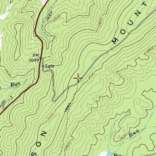 Topographic Map of Wilson Mountain, VA