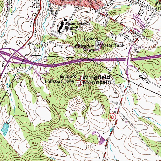 Topographic Map of Wingfield Mountain, VA