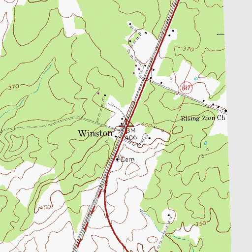 Topographic Map of Winston, VA