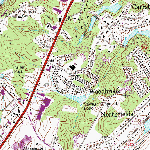 Topographic Map of Woodbrook, VA