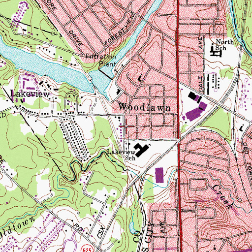 Topographic Map of Woodlawn, VA