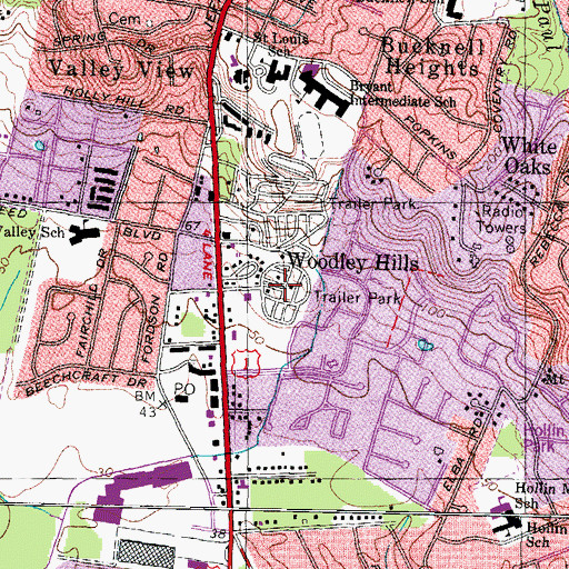 Topographic Map of Woodley Hills, VA
