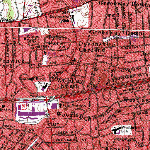 Topographic Map of Woodley North, VA