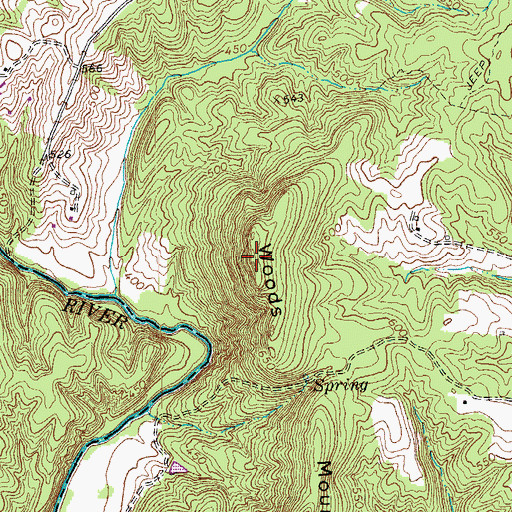 Topographic Map of Woods Mountain, VA