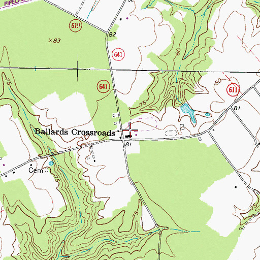 Topographic Map of Ballards Crossroads, VA