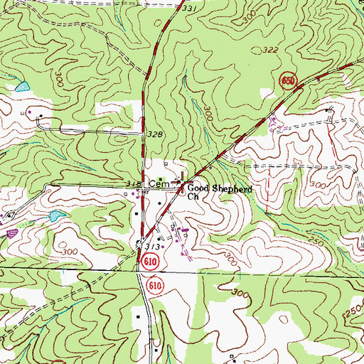 Topographic Map of Good Shepherd Church, VA