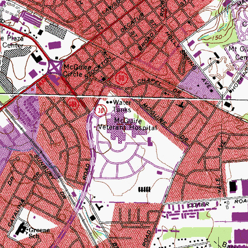 Topographic Map of Hunter Holmes McGuire Veterans Affairs Medical Center Richmond, VA