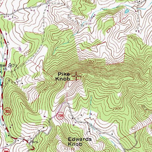 Topographic Map of Pike Knob, VA
