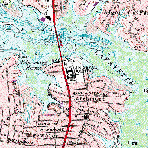 Topographic Map of United States Public Health Service Hospital, VA