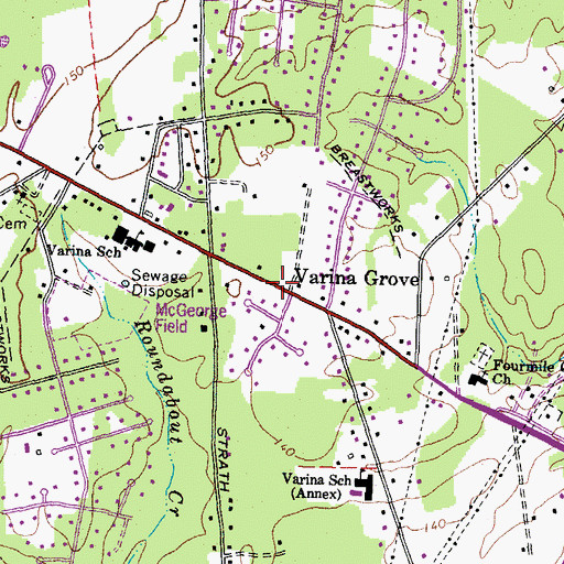 Topographic Map of Varina Grove, VA