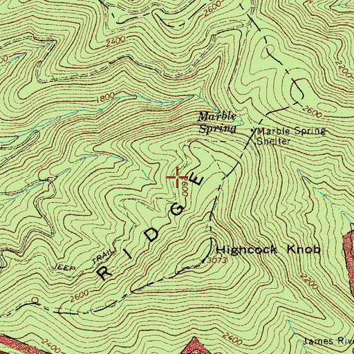 Topographic Map of Sulphur Ridge Trail, VA