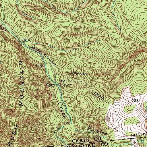 Topographic Map of Trout Creek Appalachian Trail, VA