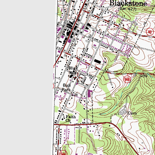 Topographic Map of Blackstone Elementary School, VA