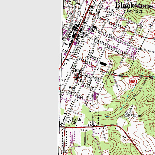 Topographic Map of Blackstone High School, VA
