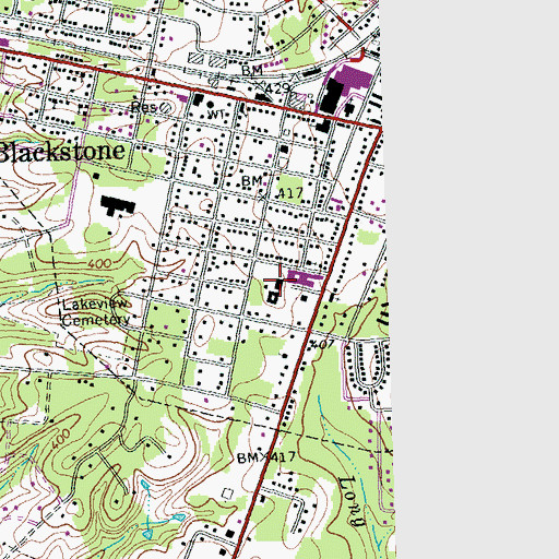 Topographic Map of Blackstone Military Academy (historical), VA