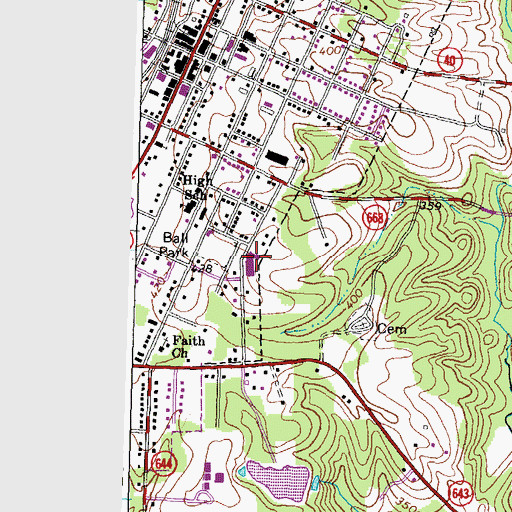 Topographic Map of Blackstone Primary School, VA