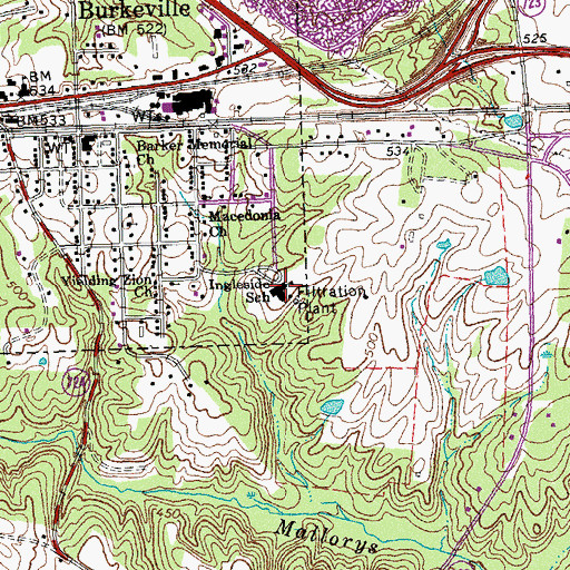 Topographic Map of Burkeville Elementary School, VA