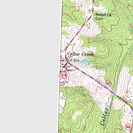 Topographic Map of Cellar Creek Church, VA