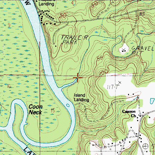 Topographic Map of Hills Mills (historical), AL