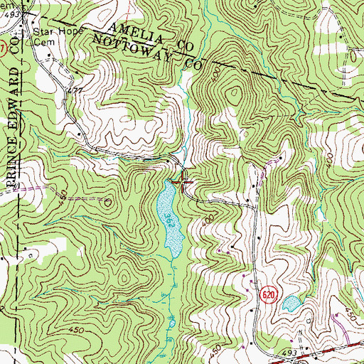 Topographic Map of Gills Mill (historical), VA