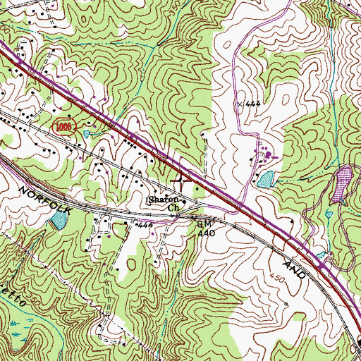 Topographic Map of Hendersonville School (historical), VA