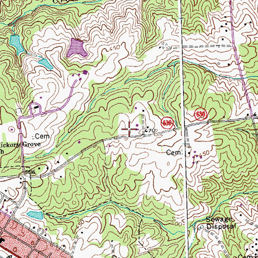 Topographic Map of Hickory Grove School (historical), VA