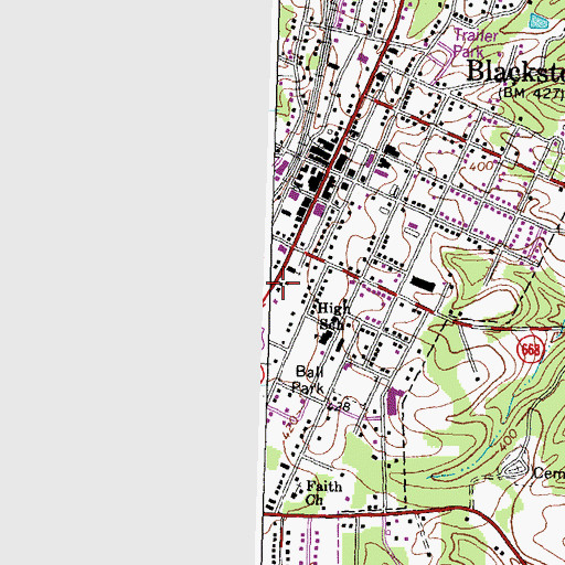 Topographic Map of Louis Spencer Epes Memorial Library, VA