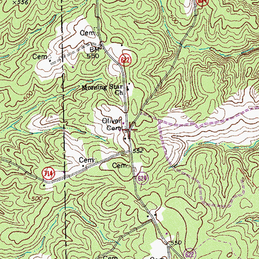 Topographic Map of Oliveville, VA