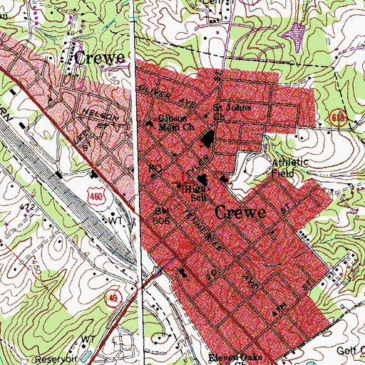 Topographic Map of Pryor Memorial Presbyterian Church, VA