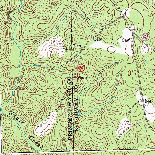 Topographic Map of Thomas Cemetery, VA