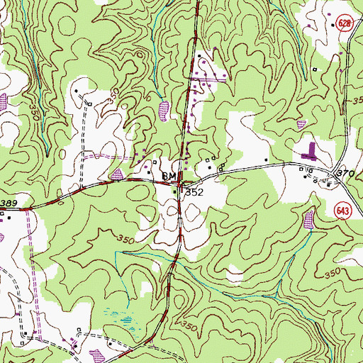 Topographic Map of Bennets Crossroads, VA