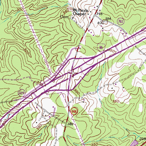 Topographic Map of Interchange 24, VA