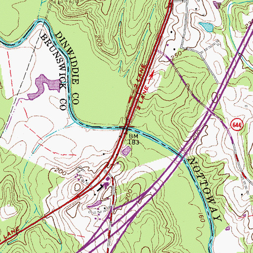Topographic Map of Long Bridge, VA