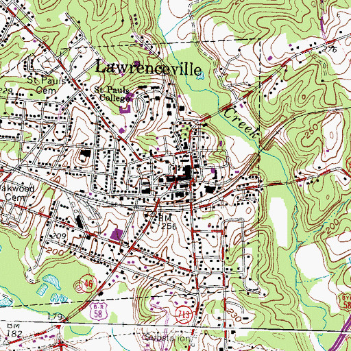 Topographic Map of Meherrin Regional Library, VA