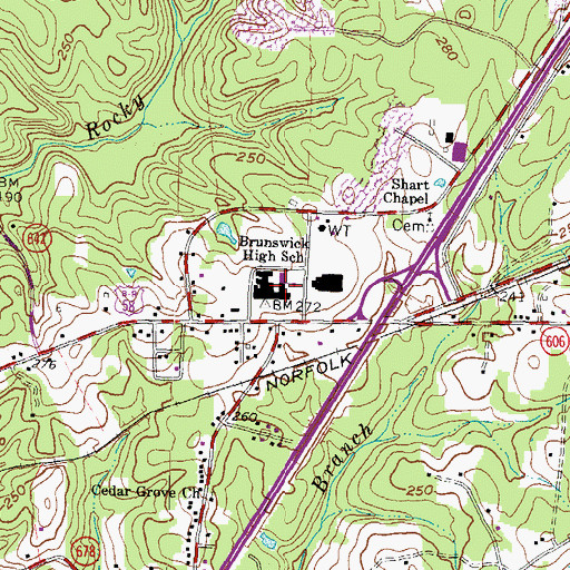 Topographic Map of Poyners Academy (historical), VA