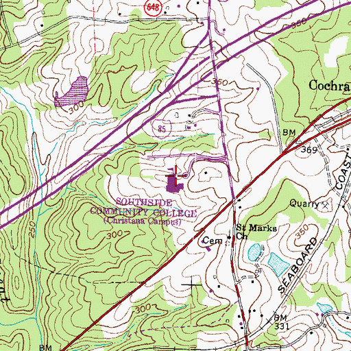 Topographic Map of Southside Virginia Community College - Christanna Campus, VA