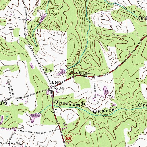 Topographic Map of Trinity Church (historical), VA