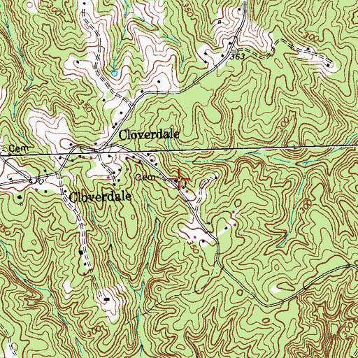 Topographic Map of Cloverdale Baptist Church, VA